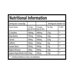 tbjp dnfm 320g pre workout values